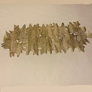 Beautiful Gold Foil Look Leaf Print Table Runner